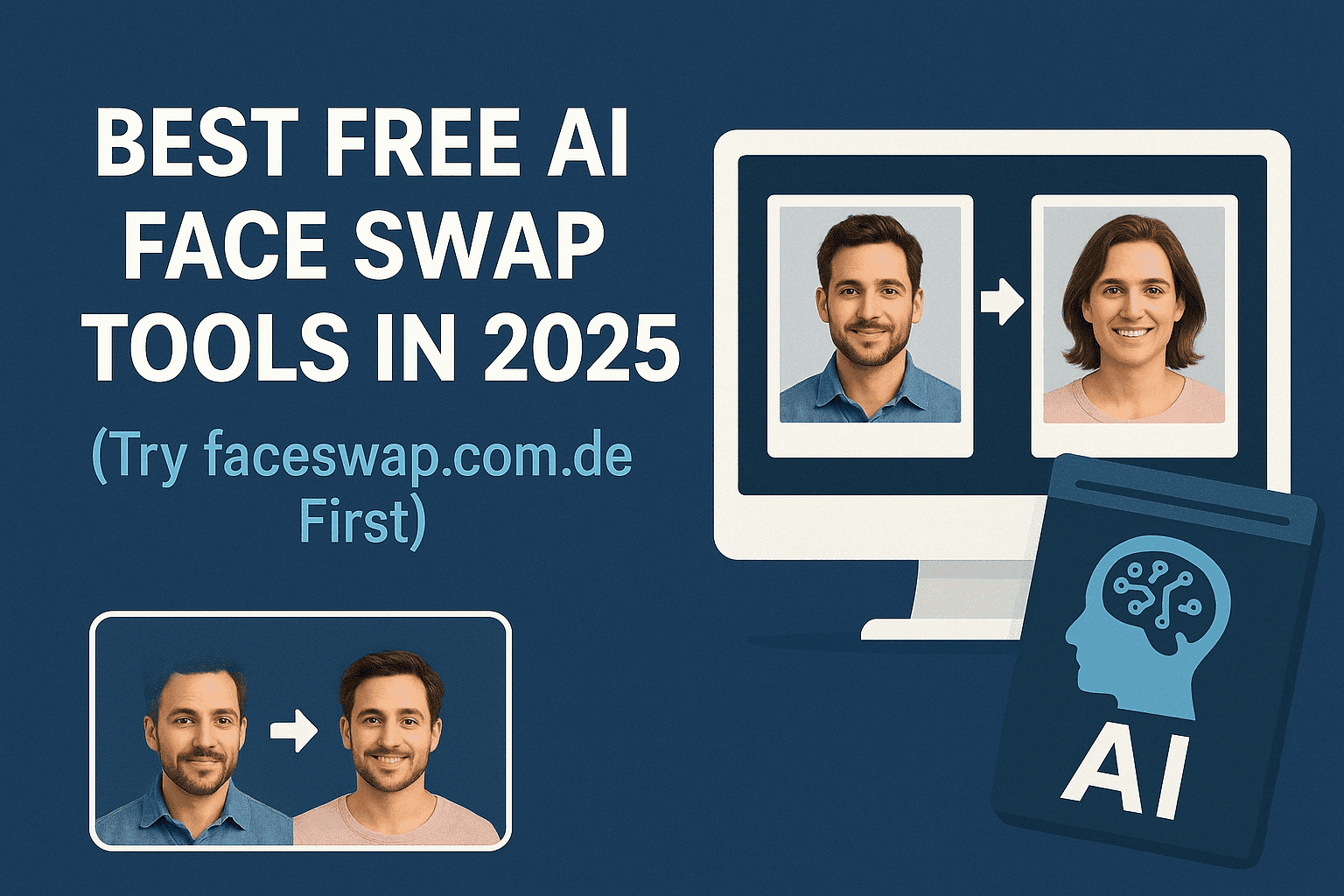Collage showcasing the best free AI face swap tools available in 2025 https://faceswap.com.de/